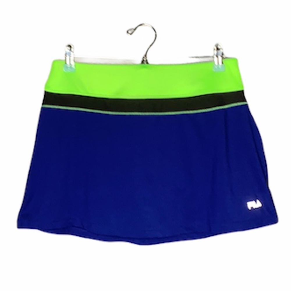 Fila Navy Green Neon Color Blocked Wicking Skort L